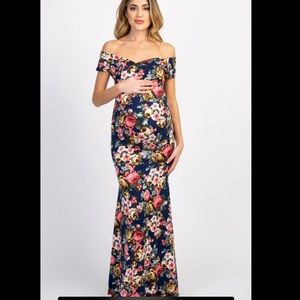 Floral Off Shoulder Wrap Maternity dress